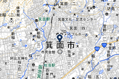 シティホールみのおの周辺地図