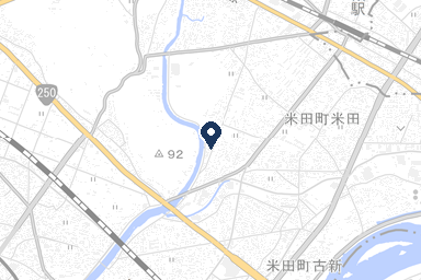 米田やわらぎホールの周辺地図